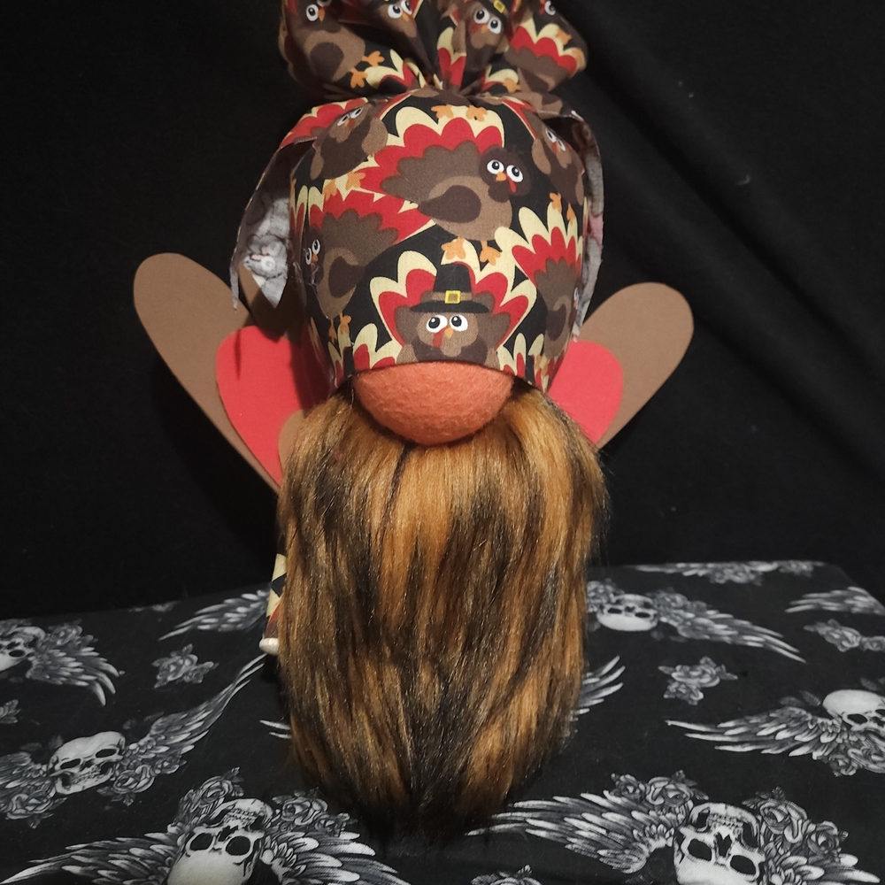 Festive Turkey Gnome with Brown Beard